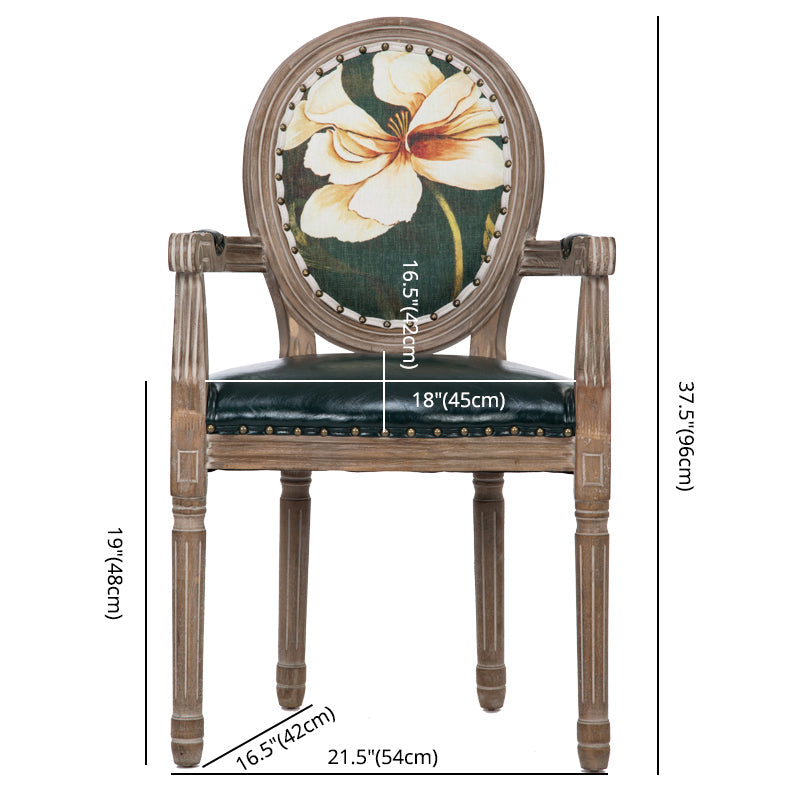 Farmhouse Dining Arm Chair King Louis Back Side Chair with Wood Legs for Home Use Clearhalo ' kitchen&dining_furn' 'Dining Chairs' 'Dining Tables & Seating' 'dining_chair' 'furn' 'furn_dining_chair' 'Furniture' 'furniture_dining_chair' 'Kitchen & Dining Furniture' 'kitchen' 3651177