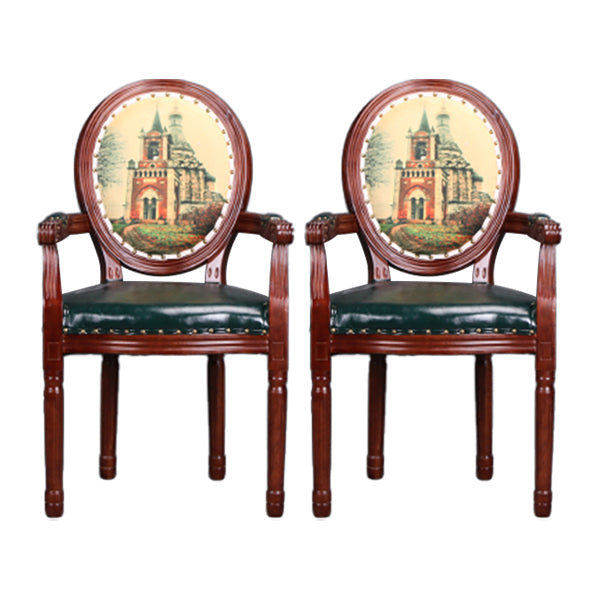Farmhouse Dining Arm Chair King Louis Back Side Chair with Wood Legs for Home Use Green 2 Piece Set Clearhalo ' kitchen&dining_furn' 'Dining Chairs' 'Dining Tables & Seating' 'dining_chair' 'furn' 'furn_dining_chair' 'Furniture' 'furniture_dining_chair' 'Kitchen & Dining Furniture' 'kitchen' 3651179