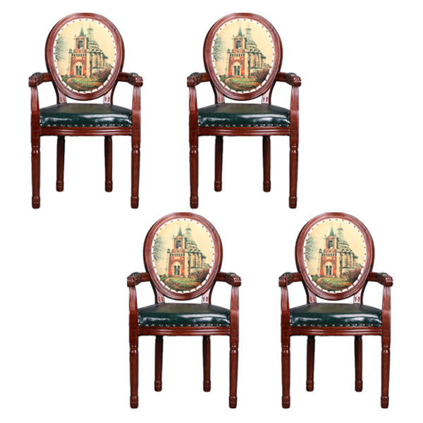 Farmhouse Dining Arm Chair King Louis Back Side Chair with Wood Legs for Home Use Green 4 Piece Set Clearhalo ' kitchen&dining_furn' 'Dining Chairs' 'Dining Tables & Seating' 'dining_chair' 'furn' 'furn_dining_chair' 'Furniture' 'furniture_dining_chair' 'Kitchen & Dining Furniture' 'kitchen' 3651180