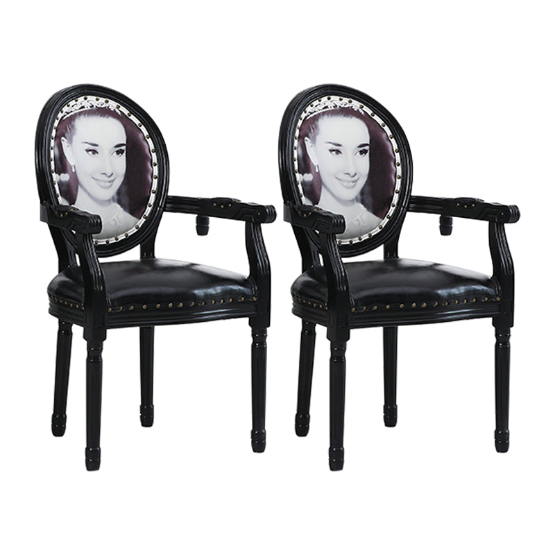 Farmhouse Dining Arm Chair King Louis Back Side Chair with Wood Legs for Home Use Black 2 Piece Set Clearhalo ' kitchen&dining_furn' 'Dining Chairs' 'Dining Tables & Seating' 'dining_chair' 'furn' 'furn_dining_chair' 'Furniture' 'furniture_dining_chair' 'Kitchen & Dining Furniture' 'kitchen' 3651182
