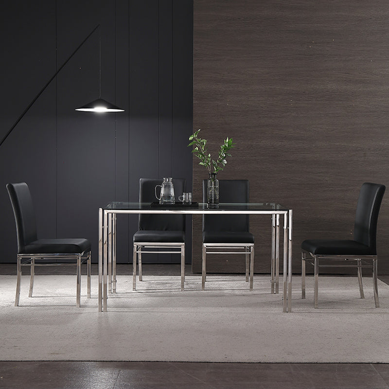 Contemporary Style Tempered Glass Top Dining Table 4 Legs Table for Dining Room Clearhalo ' dining_table' 'Dining Tables & Seating' 'Dining Tables' 'furn' 'furn_dining_table' 'Furniture' 'furniture_dining_table' 'Kitchen & Dining Furniture' 'kitchen&dining_furn' 'kitchen' 'kitchen_dining_table' 3661760