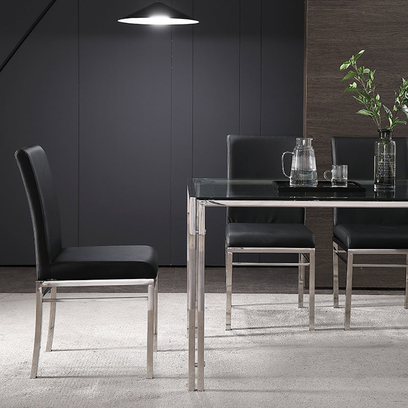Contemporary Style Tempered Glass Top Dining Table 4 Legs Table for Dining Room Clearhalo ' dining_table' 'Dining Tables & Seating' 'Dining Tables' 'furn' 'furn_dining_table' 'Furniture' 'furniture_dining_table' 'Kitchen & Dining Furniture' 'kitchen&dining_furn' 'kitchen' 'kitchen_dining_table' 3661761