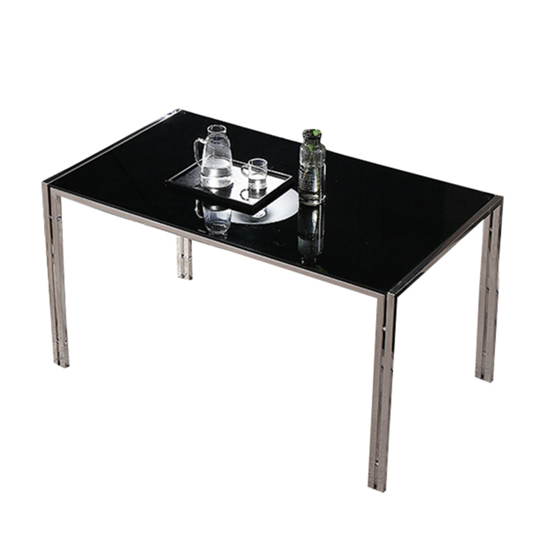 Contemporary Style Tempered Glass Top Dining Table 4 Legs Table for Dining Room Clearhalo ' dining_table' 'Dining Tables & Seating' 'Dining Tables' 'furn' 'furn_dining_table' 'Furniture' 'furniture_dining_table' 'Kitchen & Dining Furniture' 'kitchen&dining_furn' 'kitchen' 'kitchen_dining_table' 3661762