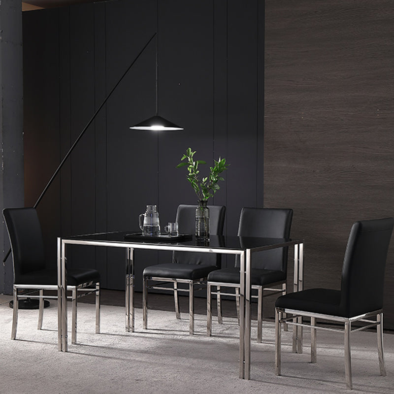 Contemporary Style Tempered Glass Top Dining Table 4 Legs Table for Dining Room Clearhalo ' dining_table' 'Dining Tables & Seating' 'Dining Tables' 'furn' 'furn_dining_table' 'Furniture' 'furniture_dining_table' 'Kitchen & Dining Furniture' 'kitchen&dining_furn' 'kitchen' 'kitchen_dining_table' 3661768