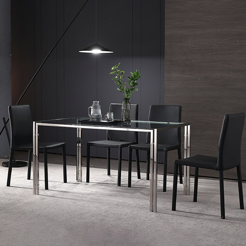 Contemporary Style Tempered Glass Top Dining Table 4 Legs Table for Dining Room Clearhalo ' dining_table' 'Dining Tables & Seating' 'Dining Tables' 'furn' 'furn_dining_table' 'Furniture' 'furniture_dining_table' 'Kitchen & Dining Furniture' 'kitchen&dining_furn' 'kitchen' 'kitchen_dining_table' 3661769