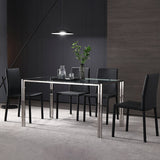 Contemporary Style Tempered Glass Top Dining Table 4 Legs Table for Dining Room Clearhalo ' dining_table' 'Dining Tables & Seating' 'Dining Tables' 'furn' 'furn_dining_table' 'Furniture' 'furniture_dining_table' 'Kitchen & Dining Furniture' 'kitchen&dining_furn' 'kitchen' 'kitchen_dining_table' 3661769