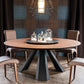 Round Shape 3 Legs Modern Dining Table Wood Color Fixed Table of Solid Wood Clearhalo ' dining_table' 'Dining Tables & Seating' 'Dining Tables' 'Furniture' 'furniture_dining_table' 'Kitchen & Dining Furniture' 'kitchen&dining_furn' 'kitchen' 'kitchen_dining_table' 3661770