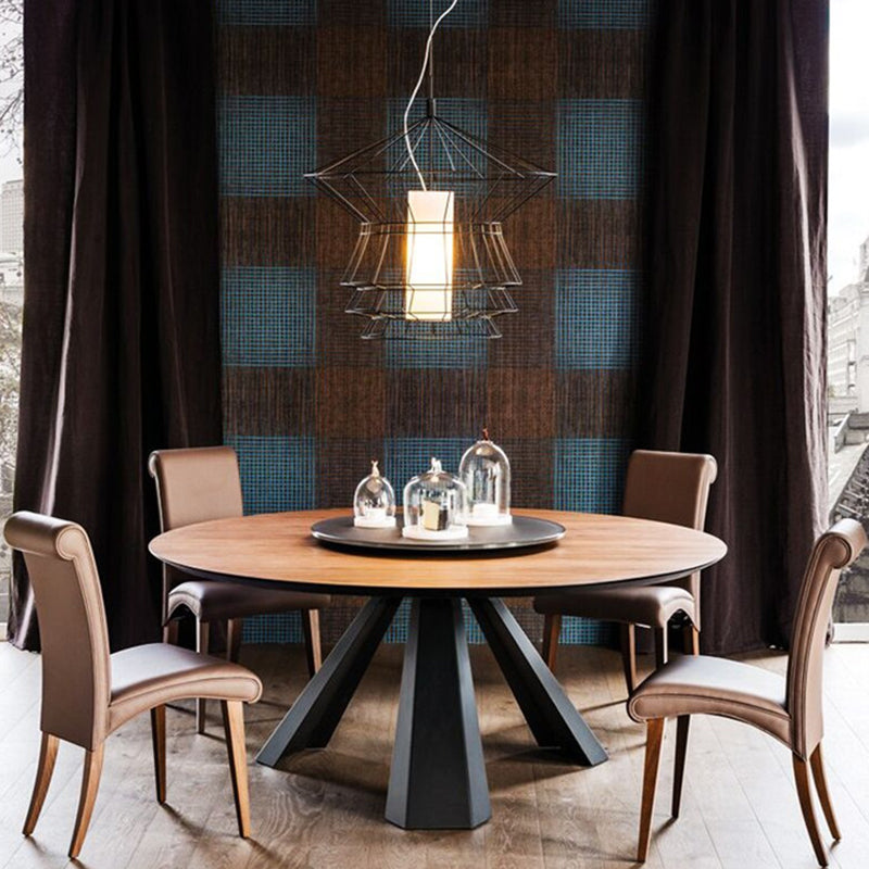 Round Shape 3 Legs Modern Dining Table Wood Color Fixed Table of Solid Wood Clearhalo ' dining_table' 'Dining Tables & Seating' 'Dining Tables' 'Furniture' 'furniture_dining_table' 'Kitchen & Dining Furniture' 'kitchen&dining_furn' 'kitchen' 'kitchen_dining_table' 3661772