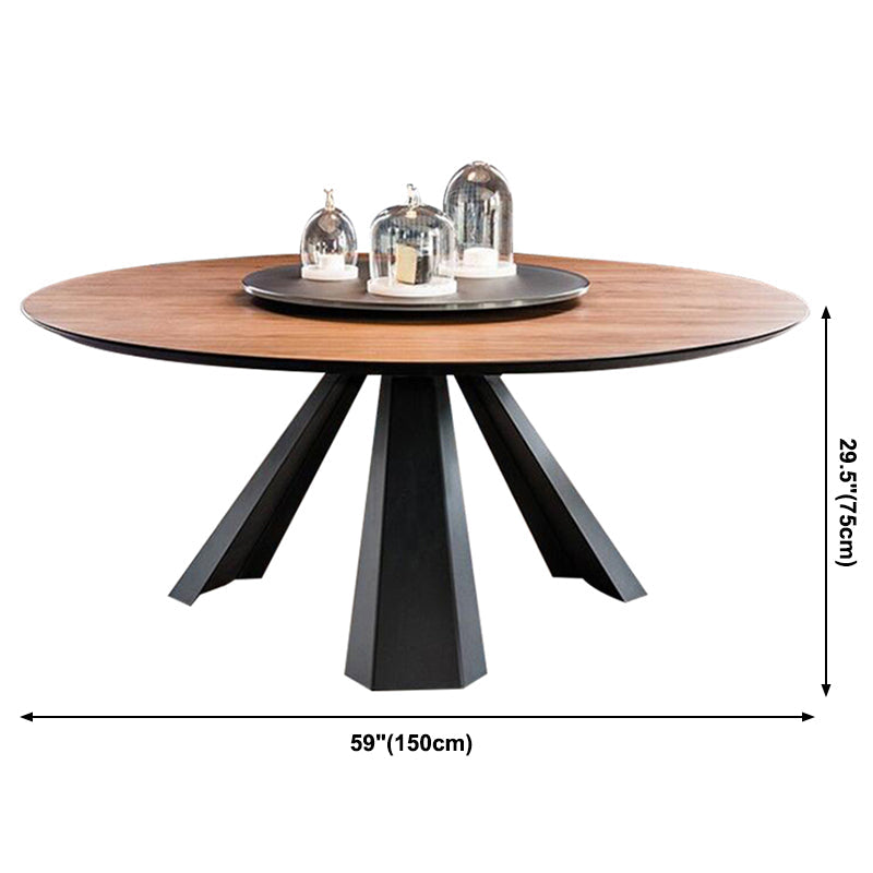 Round Shape 3 Legs Modern Dining Table Wood Color Fixed Table of Solid Wood Clearhalo ' dining_table' 'Dining Tables & Seating' 'Dining Tables' 'Furniture' 'furniture_dining_table' 'Kitchen & Dining Furniture' 'kitchen&dining_furn' 'kitchen' 'kitchen_dining_table' 3661776