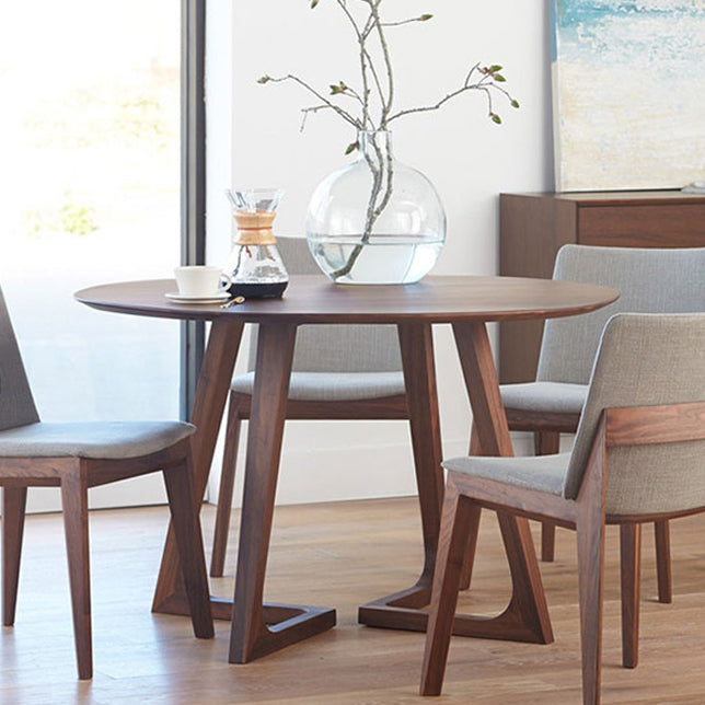 Round Wood Color Dining Table Solid Wood Table Contemporary with Double Pedestal Clearhalo ' dining_table' 'Dining Tables & Seating' 'Dining Tables' 'furn' 'furn_dining_table' 'Furniture' 'furniture_dining_table' 'Kitchen & Dining Furniture' 'kitchen&dining_furn' 'kitchen' 'kitchen_dining_table' 3661792