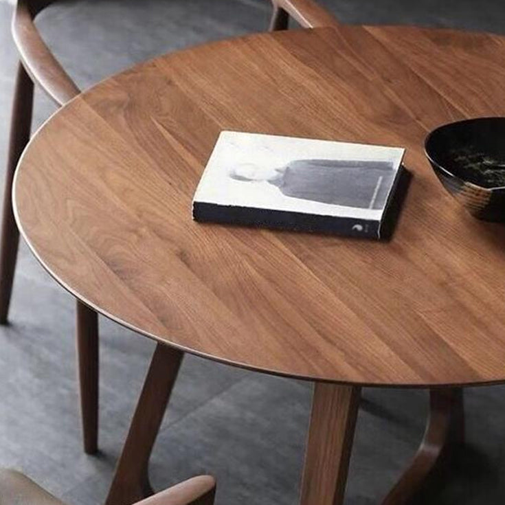 Round Wood Color Dining Table Solid Wood Table Contemporary with Double Pedestal Clearhalo ' dining_table' 'Dining Tables & Seating' 'Dining Tables' 'furn' 'furn_dining_table' 'Furniture' 'furniture_dining_table' 'Kitchen & Dining Furniture' 'kitchen&dining_furn' 'kitchen' 'kitchen_dining_table' 3661794
