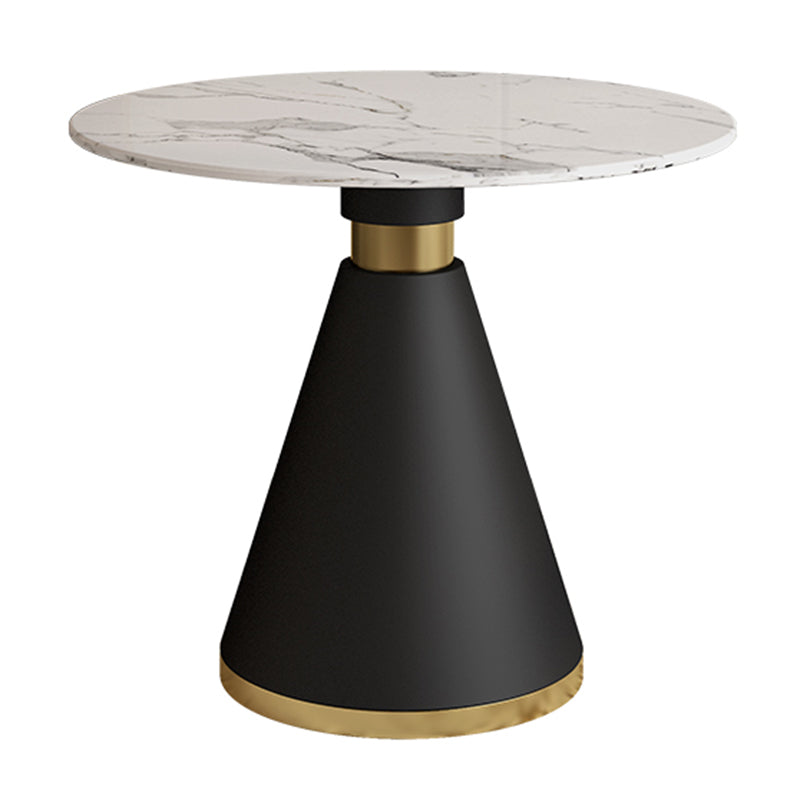 Minimalist Round Sintered Stone Dining Table White Kitchen Dining Table with Pedestal Base Without Chairs Clearhalo ' dining_table' 'Dining Tables & Seating' 'Dining Tables' 'furn' 'furn_dining_table' 'Furniture' 'furniture_dining_table' 'Kitchen & Dining Furniture' 'kitchen&dining_furn' 'kitchen' 'kitchen_dining_table' 3661802