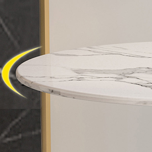 Minimalist Round Sintered Stone Dining Table White Kitchen Dining Table with Pedestal Base Clearhalo ' dining_table' 'Dining Tables & Seating' 'Dining Tables' 'furn' 'furn_dining_table' 'Furniture' 'furniture_dining_table' 'Kitchen & Dining Furniture' 'kitchen&dining_furn' 'kitchen' 'kitchen_dining_table' 3661803