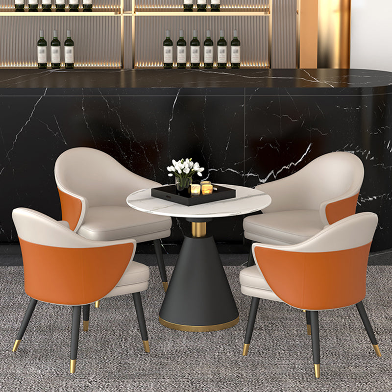 Minimalist Round Sintered Stone Dining Table White Kitchen Dining Table with Pedestal Base Clearhalo ' dining_table' 'Dining Tables & Seating' 'Dining Tables' 'furn' 'furn_dining_table' 'Furniture' 'furniture_dining_table' 'Kitchen & Dining Furniture' 'kitchen&dining_furn' 'kitchen' 'kitchen_dining_table' 3661805