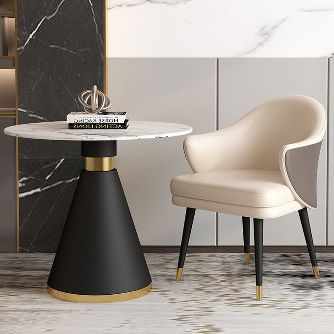 Minimalist Round Sintered Stone Dining Table White Kitchen Dining Table with Pedestal Base Clearhalo ' dining_table' 'Dining Tables & Seating' 'Dining Tables' 'furn' 'furn_dining_table' 'Furniture' 'furniture_dining_table' 'Kitchen & Dining Furniture' 'kitchen&dining_furn' 'kitchen' 'kitchen_dining_table' 3661806