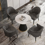 Minimalist Round Sintered Stone Dining Table White Kitchen Dining Table with Pedestal Base Clearhalo ' dining_table' 'Dining Tables & Seating' 'Dining Tables' 'furn' 'furn_dining_table' 'Furniture' 'furniture_dining_table' 'Kitchen & Dining Furniture' 'kitchen&dining_furn' 'kitchen' 'kitchen_dining_table' 3661809