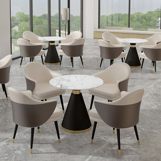 Minimalist Round Sintered Stone Dining Table White Kitchen Dining Table with Pedestal Base Clearhalo ' dining_table' 'Dining Tables & Seating' 'Dining Tables' 'furn' 'furn_dining_table' 'Furniture' 'furniture_dining_table' 'Kitchen & Dining Furniture' 'kitchen&dining_furn' 'kitchen' 'kitchen_dining_table' 3661810