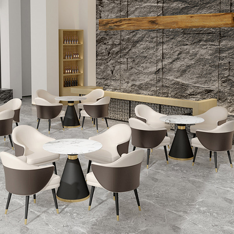 Minimalist Round Sintered Stone Dining Table White Kitchen Dining Table with Pedestal Base Clearhalo ' dining_table' 'Dining Tables & Seating' 'Dining Tables' 'furn' 'furn_dining_table' 'Furniture' 'furniture_dining_table' 'Kitchen & Dining Furniture' 'kitchen&dining_furn' 'kitchen' 'kitchen_dining_table' 3661811