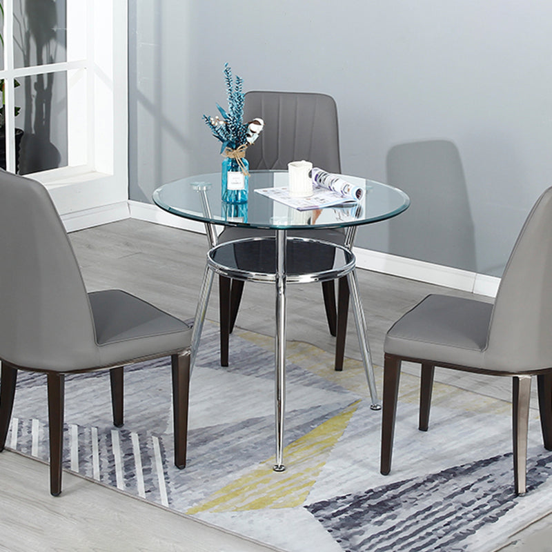 Tripod Base Dining Table Simple Glass-top Dining Table for Kitchen Home Clearhalo ' dining_table' 'Dining Tables & Seating' 'Dining Tables' 'furn' 'furn_dining_table' 'Furniture' 'furniture_dining_table' 'Kitchen & Dining Furniture' 'kitchen&dining_furn' 'kitchen' 'kitchen_dining_table' 3661818