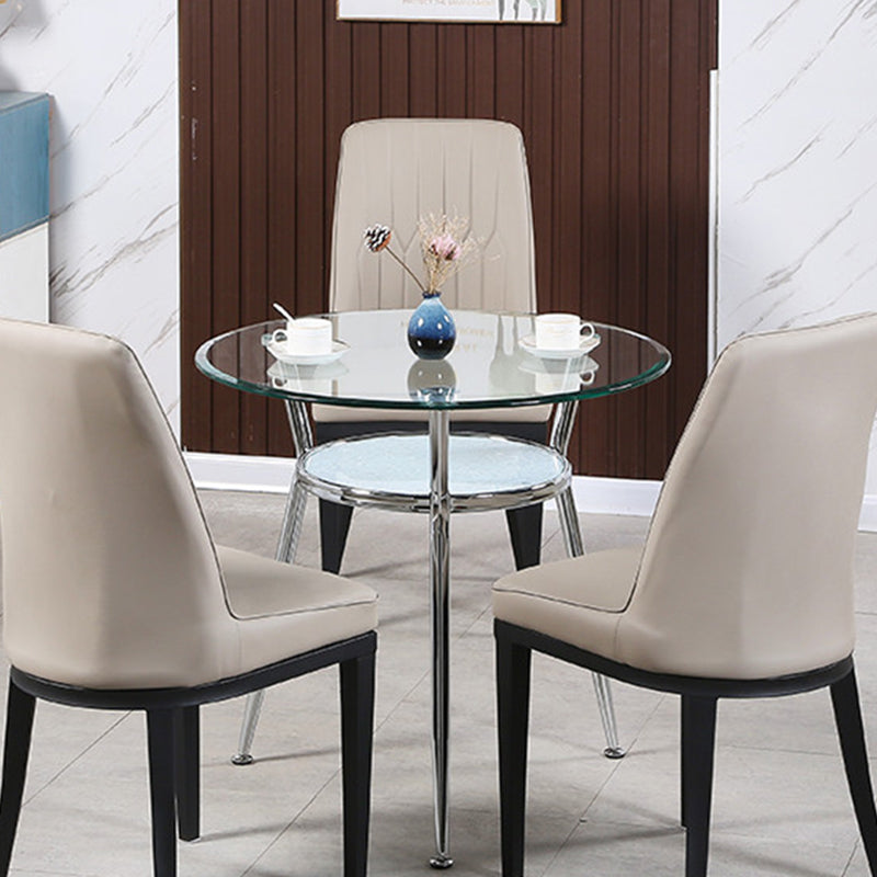 Tripod Base Dining Table Simple Glass-top Dining Table for Kitchen Home Clearhalo ' dining_table' 'Dining Tables & Seating' 'Dining Tables' 'furn' 'furn_dining_table' 'Furniture' 'furniture_dining_table' 'Kitchen & Dining Furniture' 'kitchen&dining_furn' 'kitchen' 'kitchen_dining_table' 3661822