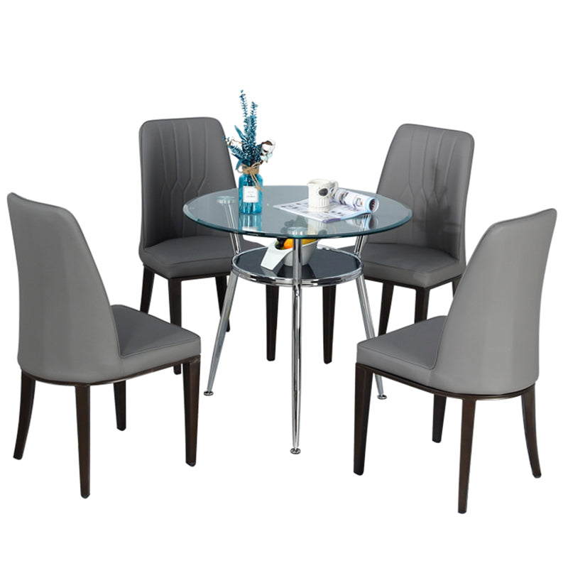 Tripod Base Dining Table Simple Glass-top Dining Table for Kitchen Home Clearhalo ' dining_table' 'Dining Tables & Seating' 'Dining Tables' 'furn' 'furn_dining_table' 'Furniture' 'furniture_dining_table' 'Kitchen & Dining Furniture' 'kitchen&dining_furn' 'kitchen' 'kitchen_dining_table' 3661827
