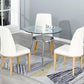 Tripod Base Dining Table Simple Glass-top Dining Table for Kitchen Home Clearhalo ' dining_table' 'Dining Tables & Seating' 'Dining Tables' 'furn' 'furn_dining_table' 'Furniture' 'furniture_dining_table' 'Kitchen & Dining Furniture' 'kitchen&dining_furn' 'kitchen' 'kitchen_dining_table' 3661830