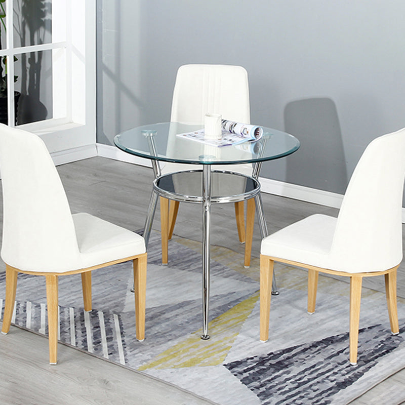 Tripod Base Dining Table Simple Glass-top Dining Table for Kitchen Home Clearhalo ' dining_table' 'Dining Tables & Seating' 'Dining Tables' 'furn' 'furn_dining_table' 'Furniture' 'furniture_dining_table' 'Kitchen & Dining Furniture' 'kitchen&dining_furn' 'kitchen' 'kitchen_dining_table' 3661830
