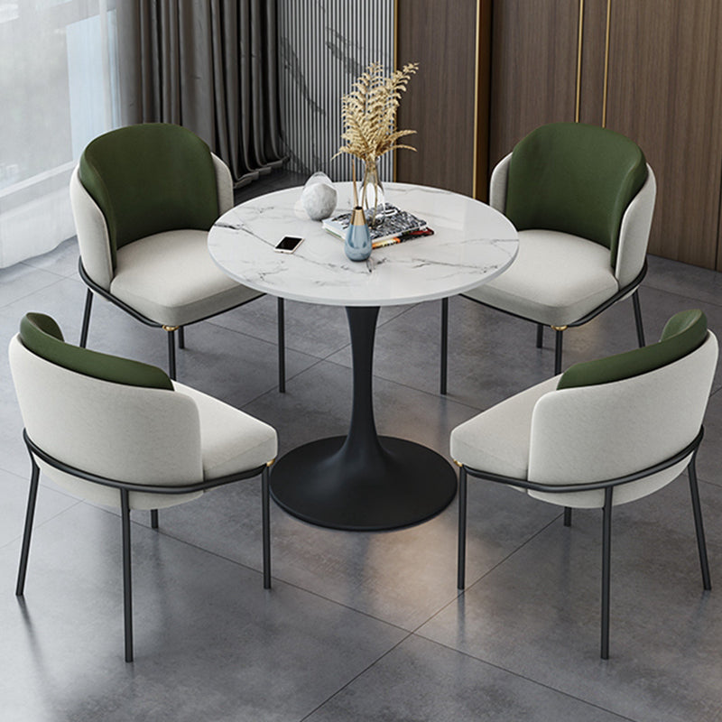 Round Tulip Base Modern Dining Table White Tone Fixed Table of Sintered Stone Clearhalo ' dining_table' 'Dining Tables & Seating' 'Dining Tables' 'furn' 'furn_dining_table' 'Furniture' 'furniture_dining_table' 'Kitchen & Dining Furniture' 'kitchen&dining_furn' 'kitchen' 'kitchen_dining_table' 3661833