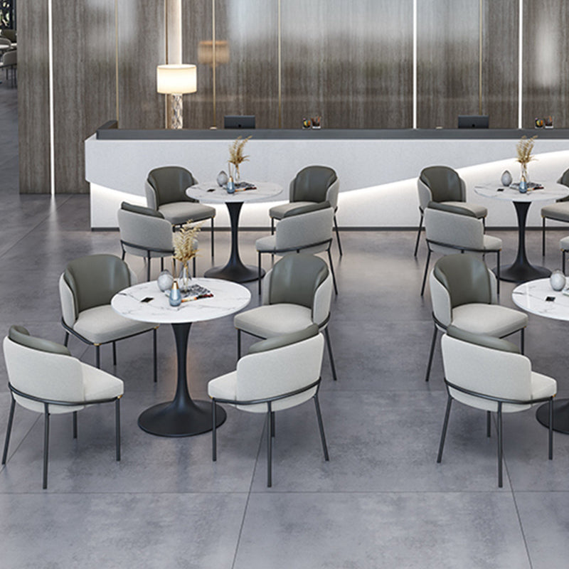 Round Tulip Base Modern Dining Table White Tone Fixed Table of Sintered Stone Clearhalo ' dining_table' 'Dining Tables & Seating' 'Dining Tables' 'furn' 'furn_dining_table' 'Furniture' 'furniture_dining_table' 'Kitchen & Dining Furniture' 'kitchen&dining_furn' 'kitchen' 'kitchen_dining_table' 3661835