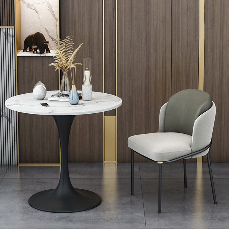 Round Tulip Base Modern Dining Table White Tone Fixed Table of Sintered Stone Clearhalo ' dining_table' 'Dining Tables & Seating' 'Dining Tables' 'furn' 'furn_dining_table' 'Furniture' 'furniture_dining_table' 'Kitchen & Dining Furniture' 'kitchen&dining_furn' 'kitchen' 'kitchen_dining_table' 3661840