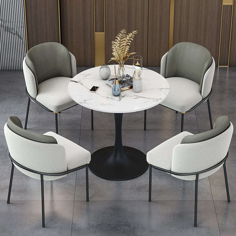 Round Tulip Base Modern Dining Table White Tone Fixed Table of Sintered Stone Clearhalo ' dining_table' 'Dining Tables & Seating' 'Dining Tables' 'furn' 'furn_dining_table' 'Furniture' 'furniture_dining_table' 'Kitchen & Dining Furniture' 'kitchen&dining_furn' 'kitchen' 'kitchen_dining_table' 3661843