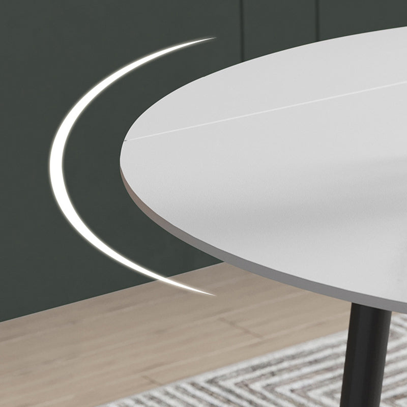 Modern Sintered Stone Dining Table White Round Table with Black Frame for Home Clearhalo ' dining_table' 'Dining Tables & Seating' 'Dining Tables' 'furn' 'furn_dining_table' 'Furniture' 'furniture_dining_table' 'Kitchen & Dining Furniture' 'kitchen&dining_furn' 'kitchen' 'kitchen_dining_table' 3661850