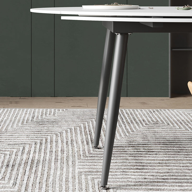 Modern Sintered Stone Dining Table White Round Table with Black Frame for Home Clearhalo ' dining_table' 'Dining Tables & Seating' 'Dining Tables' 'furn' 'furn_dining_table' 'Furniture' 'furniture_dining_table' 'Kitchen & Dining Furniture' 'kitchen&dining_furn' 'kitchen' 'kitchen_dining_table' 3661852