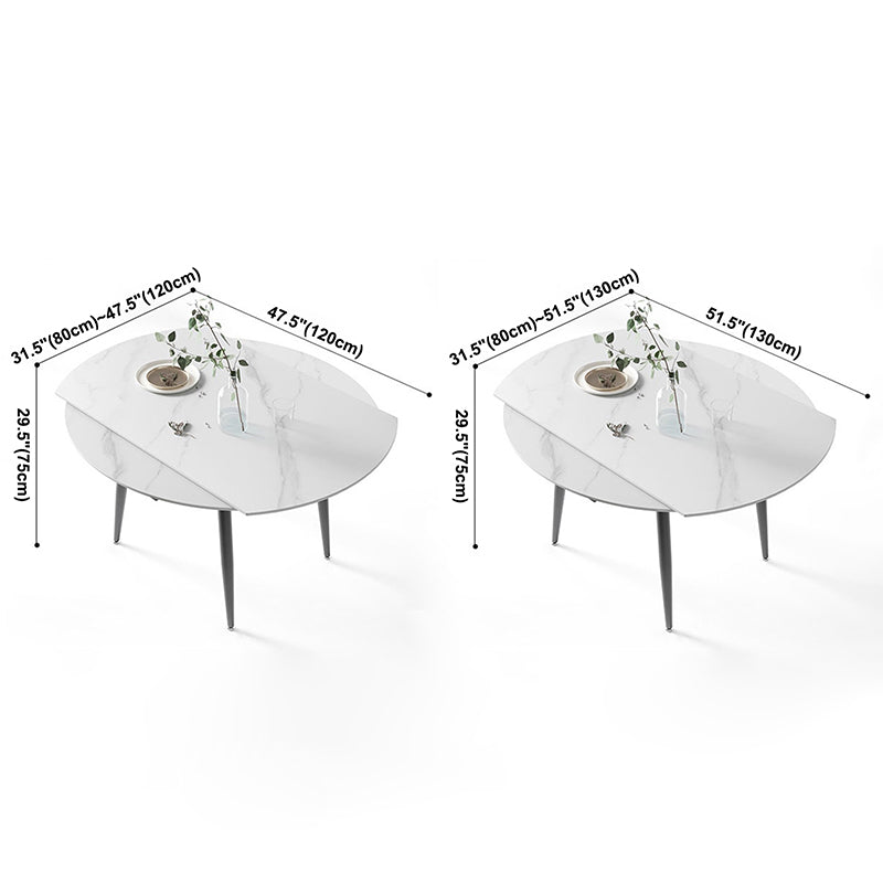 Modern Sintered Stone Dining Table White Round Table with Black Frame for Home Clearhalo ' dining_table' 'Dining Tables & Seating' 'Dining Tables' 'furn' 'furn_dining_table' 'Furniture' 'furniture_dining_table' 'Kitchen & Dining Furniture' 'kitchen&dining_furn' 'kitchen' 'kitchen_dining_table' 3661853