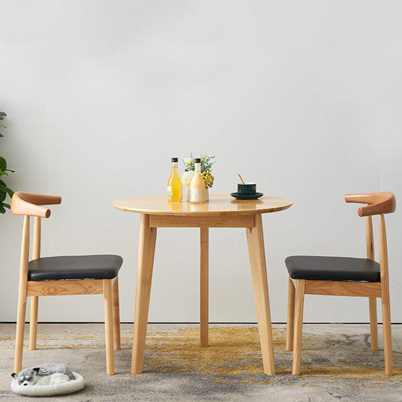 Round 3 Legs Casual Dining Table Wood Color Fixed Table of Rubberwood Solid Wood Clearhalo ' dining_table' 'Dining Tables & Seating' 'Dining Tables' 'furn' 'furn_dining_table' 'Furniture' 'furniture_dining_table' 'Kitchen & Dining Furniture' 'kitchen&dining_furn' 'kitchen' 'kitchen_dining_table' 3661855