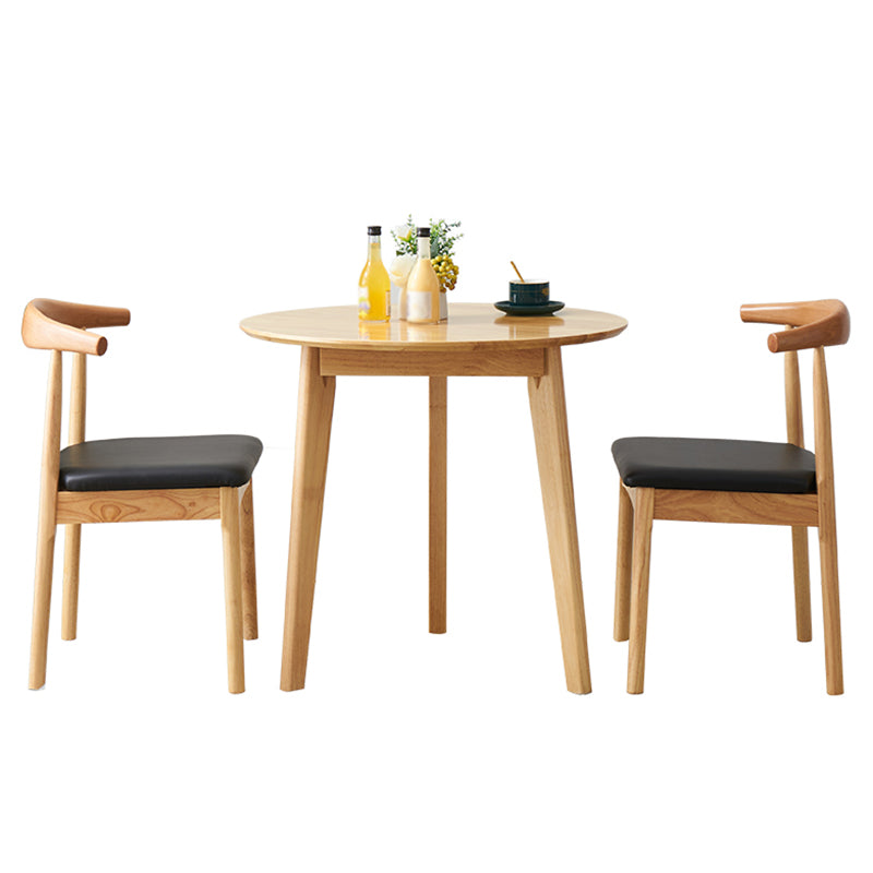 Round 3 Legs Casual Dining Table Wood Color Fixed Table of Rubberwood Solid Wood Natural Without Chairs Clearhalo ' dining_table' 'Dining Tables & Seating' 'Dining Tables' 'furn' 'furn_dining_table' 'Furniture' 'furniture_dining_table' 'Kitchen & Dining Furniture' 'kitchen&dining_furn' 'kitchen' 'kitchen_dining_table' 3661857