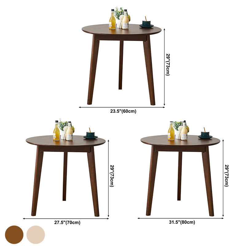 Round 3 Legs Casual Dining Table Wood Color Fixed Table of Rubberwood Solid Wood Clearhalo ' dining_table' 'Dining Tables & Seating' 'Dining Tables' 'furn' 'furn_dining_table' 'Furniture' 'furniture_dining_table' 'Kitchen & Dining Furniture' 'kitchen&dining_furn' 'kitchen' 'kitchen_dining_table' 3661863