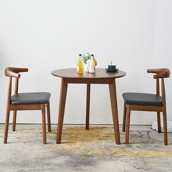 Round 3 Legs Casual Dining Table Wood Color Fixed Table of Rubberwood Solid Wood Clearhalo ' dining_table' 'Dining Tables & Seating' 'Dining Tables' 'furn' 'furn_dining_table' 'Furniture' 'furniture_dining_table' 'Kitchen & Dining Furniture' 'kitchen&dining_furn' 'kitchen' 'kitchen_dining_table' 3661864