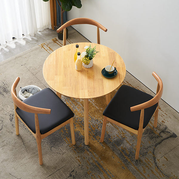 Round 3 Legs Casual Dining Table Wood Color Fixed Table of Rubberwood Solid Wood Clearhalo ' dining_table' 'Dining Tables & Seating' 'Dining Tables' 'furn' 'furn_dining_table' 'Furniture' 'furniture_dining_table' 'Kitchen & Dining Furniture' 'kitchen&dining_furn' 'kitchen' 'kitchen_dining_table' 3661865