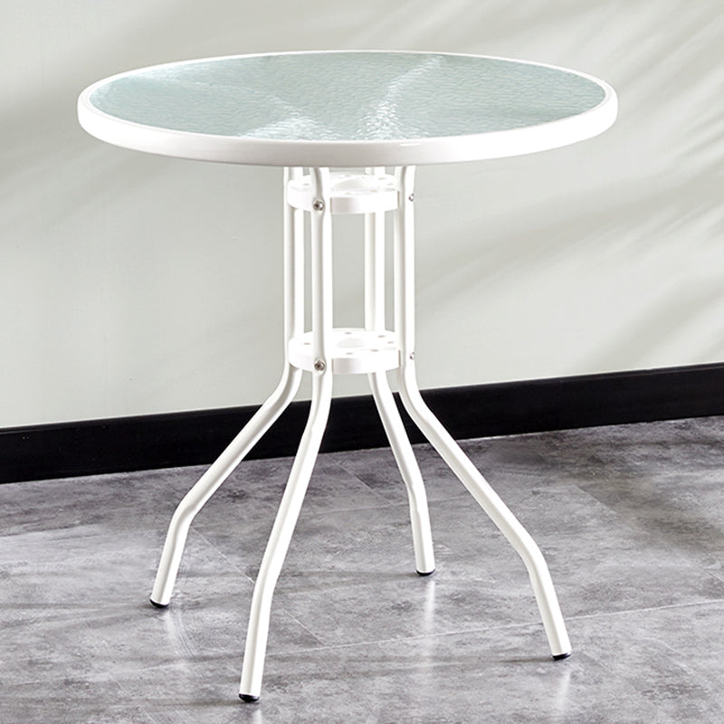 Round Shape Modern Style Dining Table Transparent Fixed Table of Glass White Without Chairs Clearhalo ' dining_table' 'Dining Tables & Seating' 'Dining Tables' 'furn' 'furn_dining_table' 'Furniture' 'furniture_dining_table' 'Kitchen & Dining Furniture' 'kitchen&dining_furn' 'kitchen' 'kitchen_dining_table' 3661868