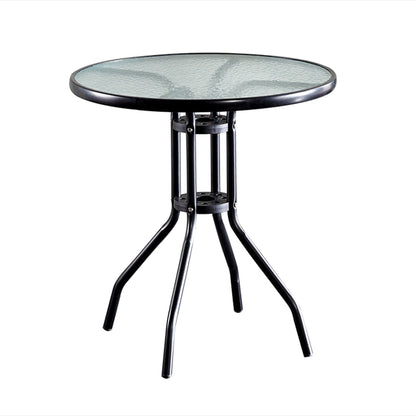Round Shape Modern Style Dining Table Transparent Fixed Table of Glass Black Without Chairs Clearhalo ' dining_table' 'Dining Tables & Seating' 'Dining Tables' 'furn' 'furn_dining_table' 'Furniture' 'furniture_dining_table' 'Kitchen & Dining Furniture' 'kitchen&dining_furn' 'kitchen' 'kitchen_dining_table' 3661872