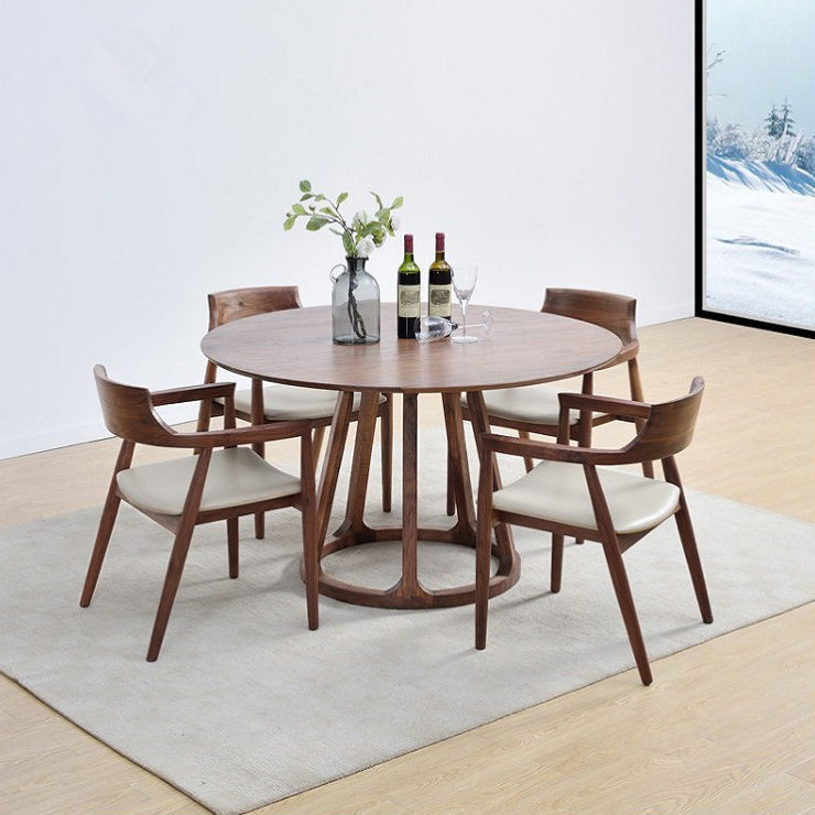 Modern Solid Wood Dining Table Brown Round Table with Pedestal Base for Home Clearhalo ' dining_table' 'Dining Tables & Seating' 'Dining Tables' 'furn' 'furn_dining_table' 'Furniture' 'furniture_dining_table' 'Kitchen & Dining Furniture' 'kitchen&dining_furn' 'kitchen' 'kitchen_dining_table' 3661885
