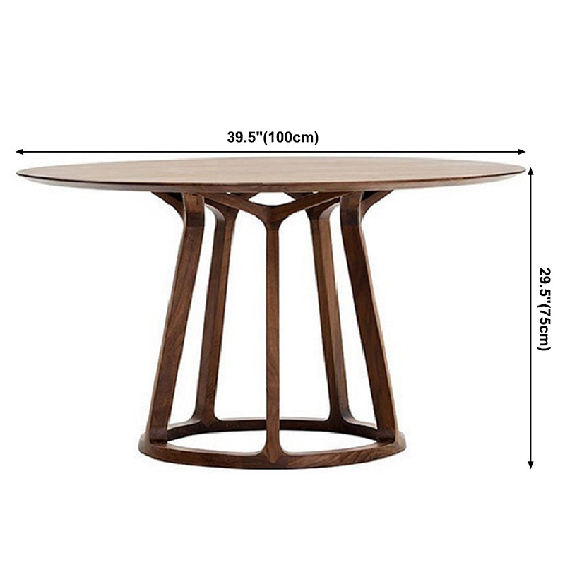 Modern Solid Wood Dining Table Brown Round Table with Pedestal Base for Home Clearhalo ' dining_table' 'Dining Tables & Seating' 'Dining Tables' 'furn' 'furn_dining_table' 'Furniture' 'furniture_dining_table' 'Kitchen & Dining Furniture' 'kitchen&dining_furn' 'kitchen' 'kitchen_dining_table' 3661894