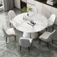 Contemporary Round Dining Table Sintered Stone Table with White Pedestal Base,53.1"L x 53.1"W x 30"H Clearhalo ' dining_table' 'Dining Tables & Seating' 'Dining Tables' 'furn' 'furn_dining_table' 'Furniture' 'furniture_dining_table' 'Kitchen & Dining Furniture' 'kitchen&dining_furn' 'kitchen' 'kitchen_dining_table' 3661897