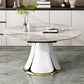 Contemporary Round Dining Table Sintered Stone Table with White Pedestal Base,53.1"L x 53.1"W x 30"H Gray Without Chairs Clearhalo ' dining_table' 'Dining Tables & Seating' 'Dining Tables' 'furn' 'furn_dining_table' 'Furniture' 'furniture_dining_table' 'Kitchen & Dining Furniture' 'kitchen&dining_furn' 'kitchen' 'kitchen_dining_table' 3661898