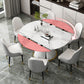 Contemporary Round Dining Table Sintered Stone Table with White Pedestal Base,53.1"L x 53.1"W x 30"H Clearhalo ' dining_table' 'Dining Tables & Seating' 'Dining Tables' 'furn' 'furn_dining_table' 'Furniture' 'furniture_dining_table' 'Kitchen & Dining Furniture' 'kitchen&dining_furn' 'kitchen' 'kitchen_dining_table' 3661899