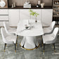 Contemporary Round Dining Table Sintered Stone Table with White Pedestal Base,53.1"L x 53.1"W x 30"H Clearhalo ' dining_table' 'Dining Tables & Seating' 'Dining Tables' 'furn' 'furn_dining_table' 'Furniture' 'furniture_dining_table' 'Kitchen & Dining Furniture' 'kitchen&dining_furn' 'kitchen' 'kitchen_dining_table' 3661900