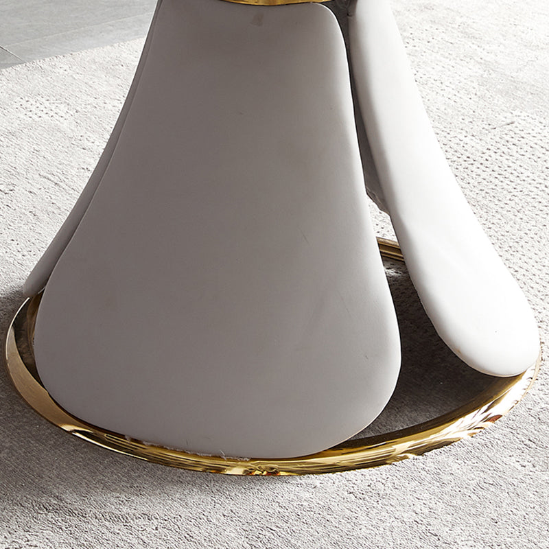 Contemporary Round Dining Table Sintered Stone Table with White Pedestal Base,53.1"L x 53.1"W x 30"H Clearhalo ' dining_table' 'Dining Tables & Seating' 'Dining Tables' 'furn' 'furn_dining_table' 'Furniture' 'furniture_dining_table' 'Kitchen & Dining Furniture' 'kitchen&dining_furn' 'kitchen' 'kitchen_dining_table' 3661905