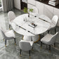 Contemporary Round Dining Table Sintered Stone Table with White Pedestal Base,53.1"L x 53.1"W x 30"H Clearhalo ' dining_table' 'Dining Tables & Seating' 'Dining Tables' 'furn' 'furn_dining_table' 'Furniture' 'furniture_dining_table' 'Kitchen & Dining Furniture' 'kitchen&dining_furn' 'kitchen' 'kitchen_dining_table' 3661908