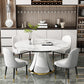 Contemporary Round Dining Table Sintered Stone Table with White Pedestal Base,53.1"L x 53.1"W x 30"H Clearhalo ' dining_table' 'Dining Tables & Seating' 'Dining Tables' 'furn' 'furn_dining_table' 'Furniture' 'furniture_dining_table' 'Kitchen & Dining Furniture' 'kitchen&dining_furn' 'kitchen' 'kitchen_dining_table' 3661909
